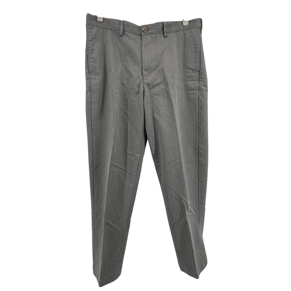 Lands'‎ End Chino Pants Mens 34 Gray Traditional Fit Cotton Comfort Waist Office